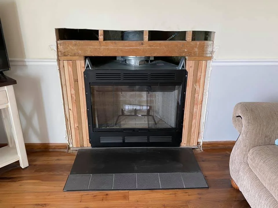 New prefabricated fireplace installed.