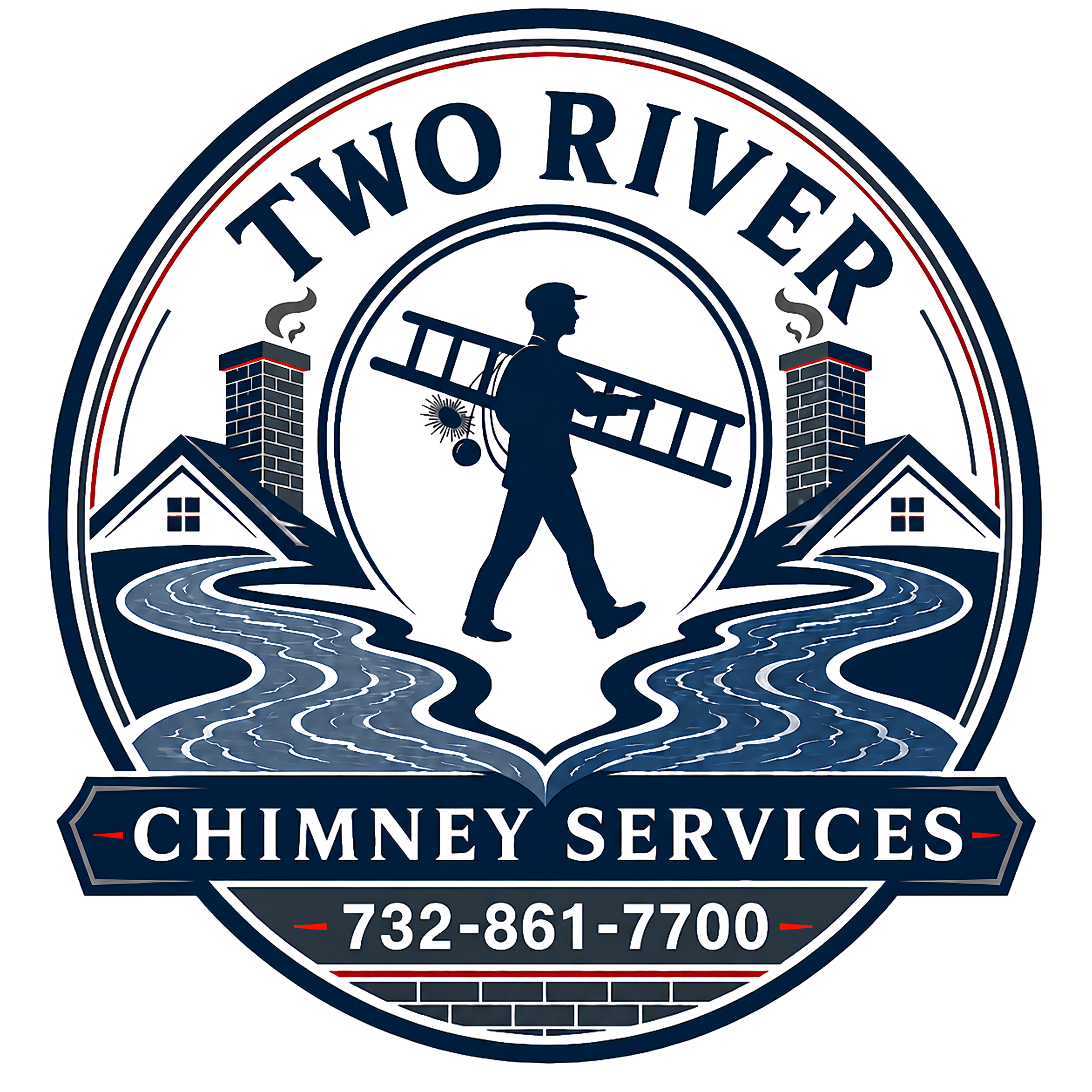 Two River Chimney Services logo – CSIA certified chimney sweep serving Monmouth and Ocean County, NJ and contact phone number 732-861-7700.