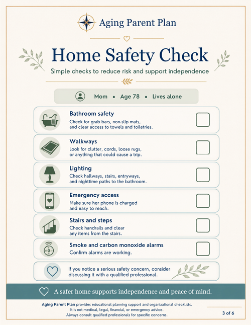 Home Safety Check sample page
