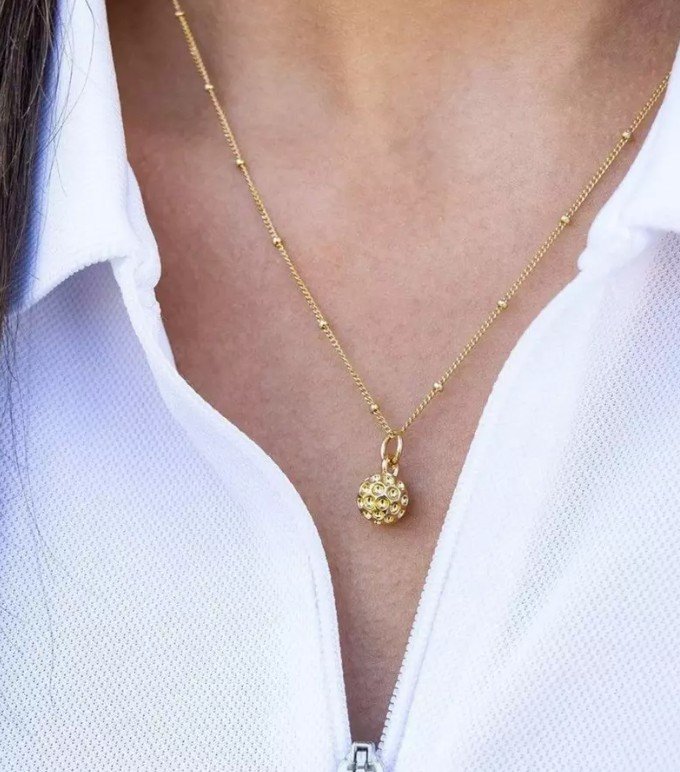 Golf Goddess Gold Golf Ball Charm Necklace