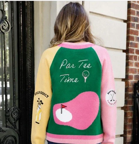 Jennifer Miller Pink Golf Cardigan Sweater