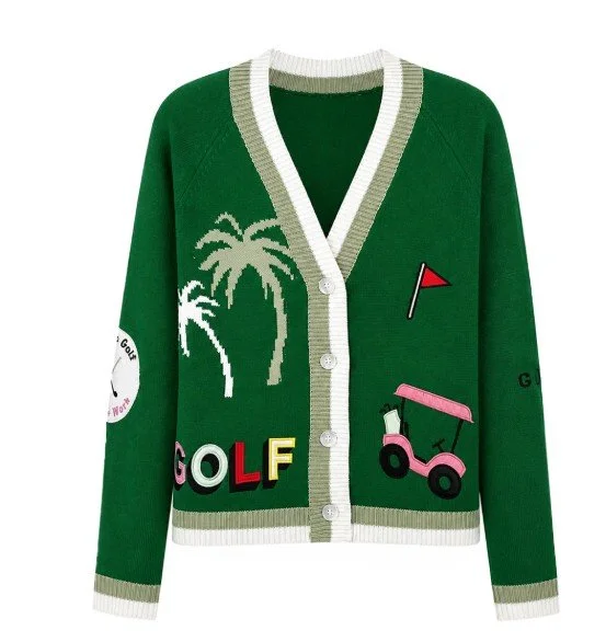 Jennifer Miller Green Golf Cardigan Sweater