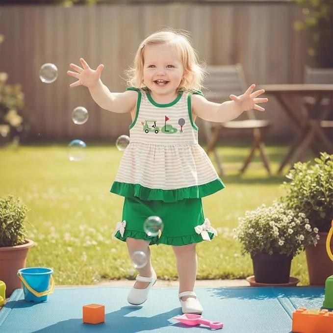 Girls Embroidery Golf Outfit