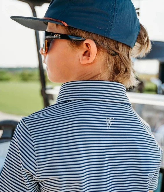 Fairway Stripes Junior Golf Polo (Navy)