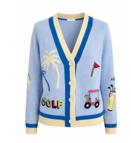 Jennifer Miller Blue Golf Cardigan Sweater