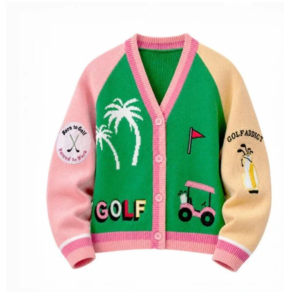 Jennifer Miller Pink Golf Cardigan Sweater