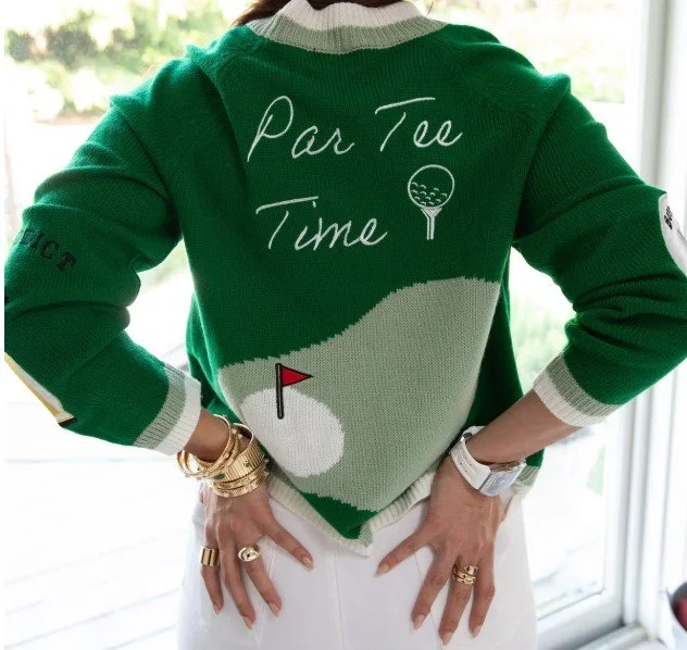 Jennifer Miller Green Golf Cardigan Sweater