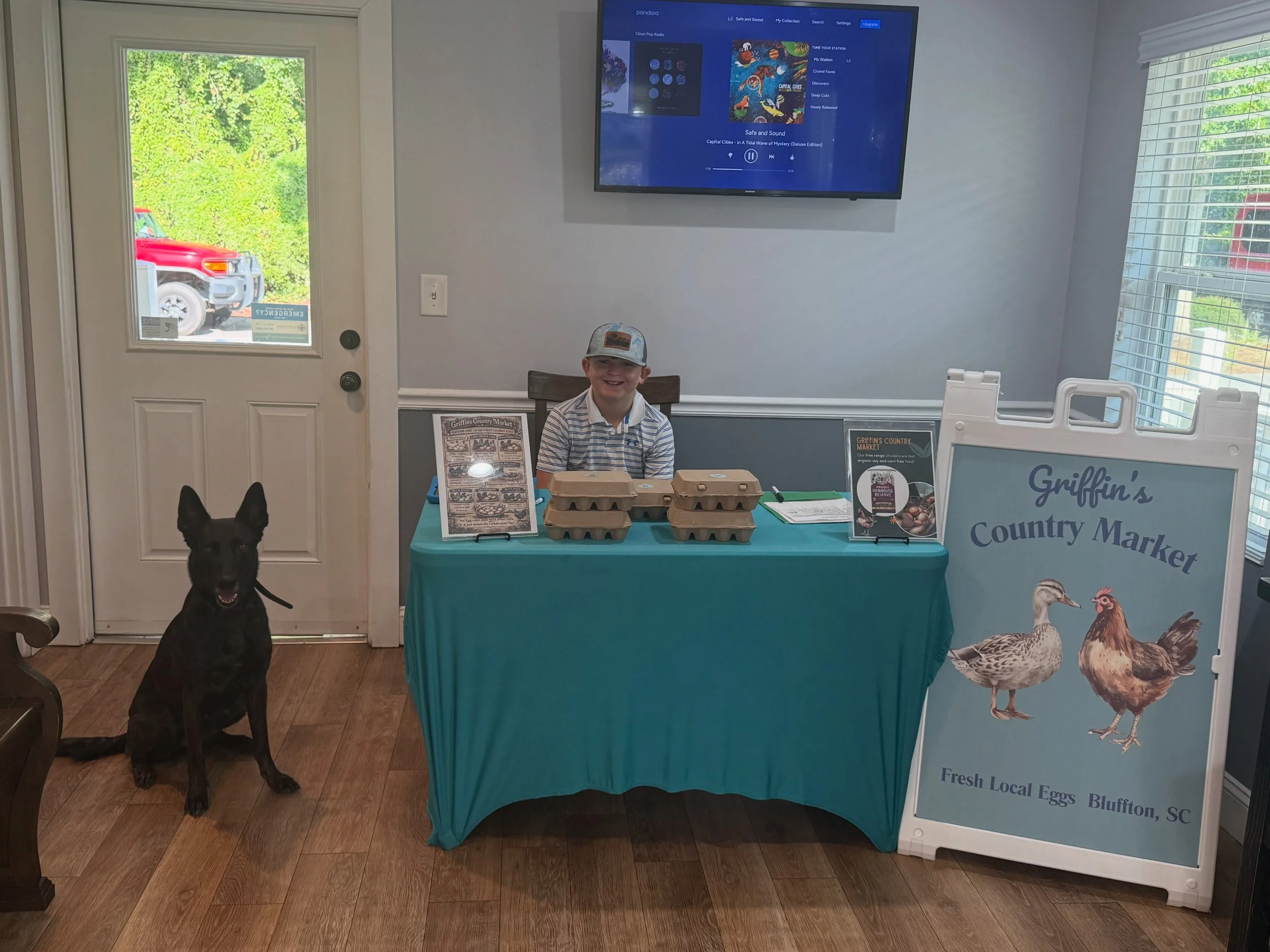 All set up to hand out pre orders and sell the last bit of eggs that we have left. Stop by and see me at lowcountry vets at old town. The address is 168 bluffton rd. 10 am - 12 pm.