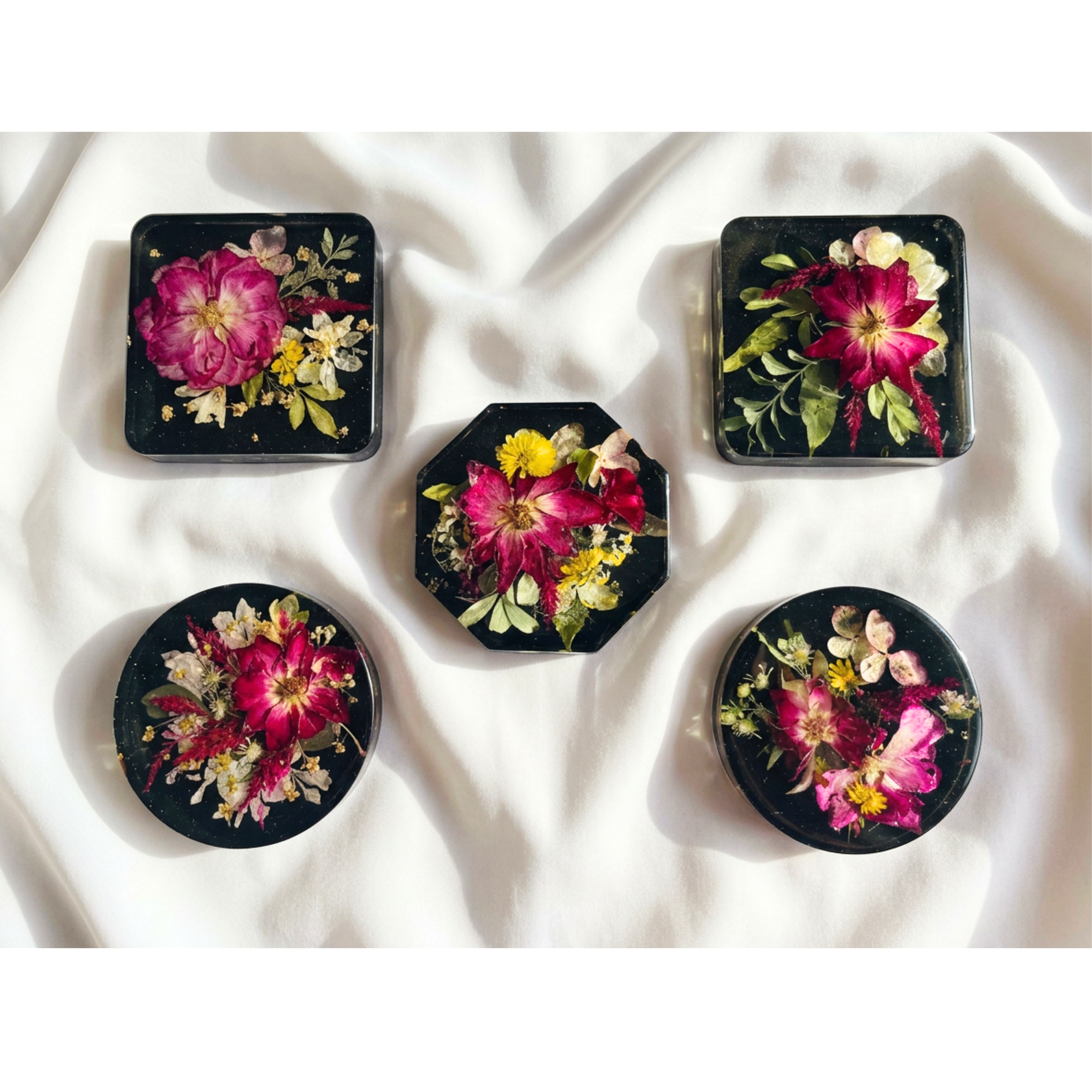 Black Resin Coaster Set