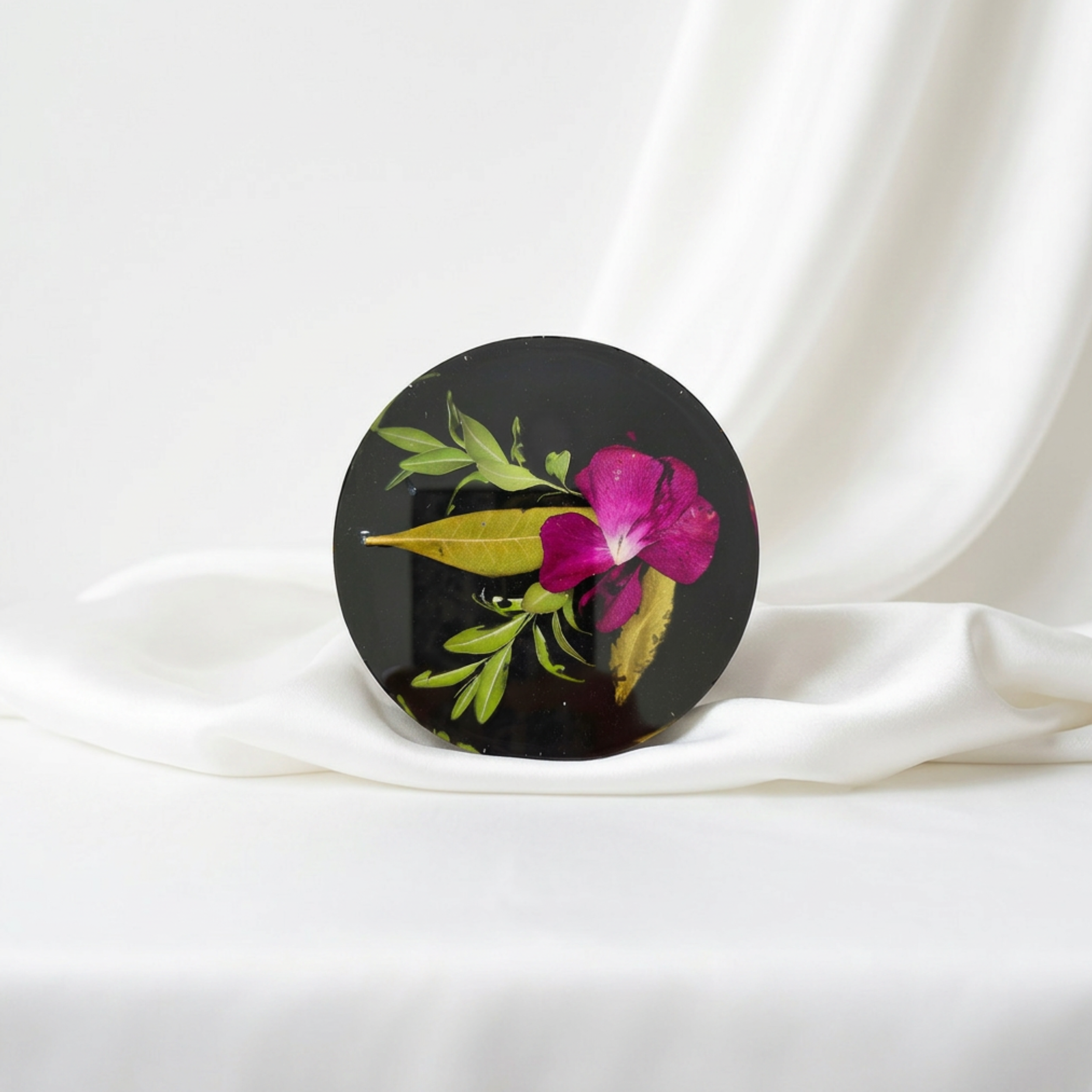 Black Floral Coaster