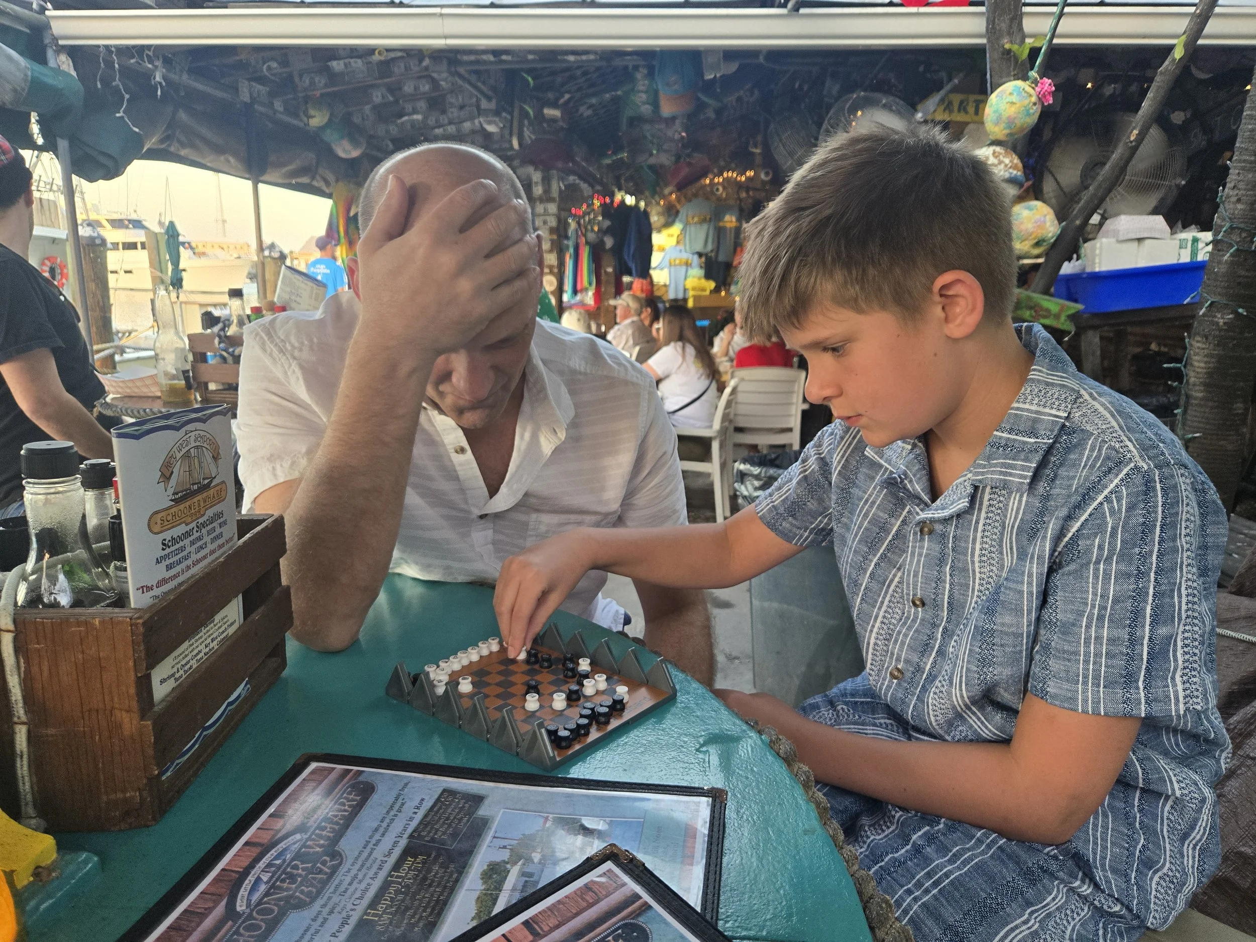 Chess while waiting for our dinner