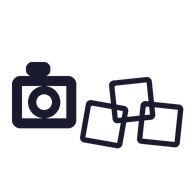 Icon of a camera connected to three photo frames