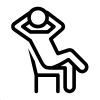 Simple line drawing of a person sitting with their head resting on their hand, appearing contemplative
