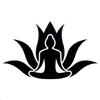 An icon of a person meditating in front of a lotus flower