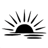 An icon of a sun rising over water
