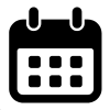 Icon of a calendar with a grid of dates.