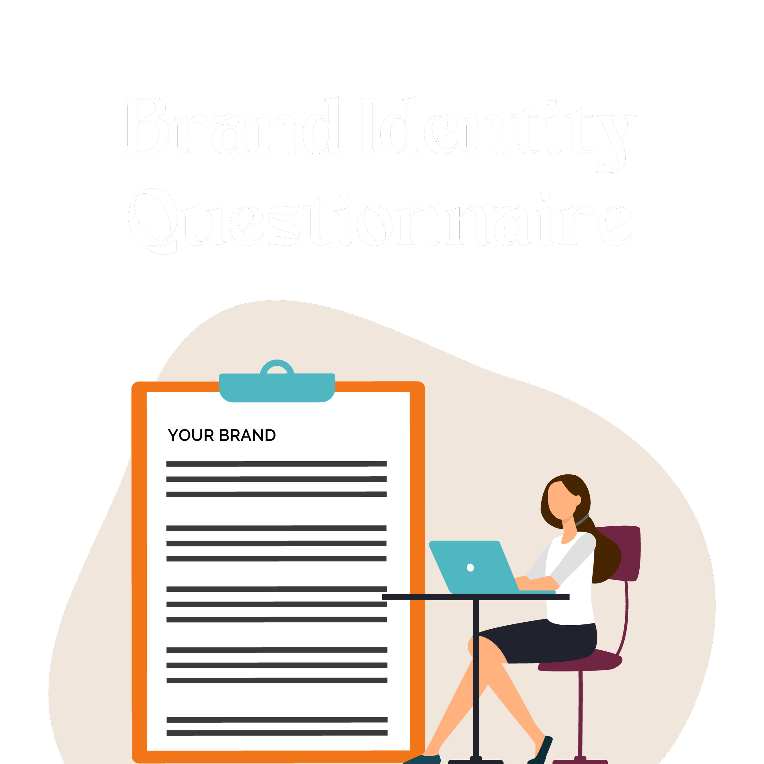 Illustration of someone filling out a brand identity questionnaire.
