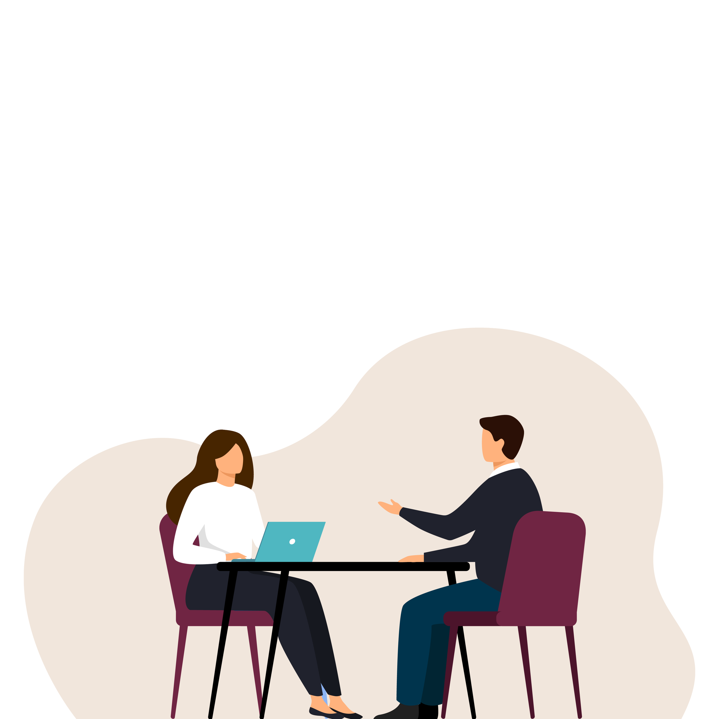 An illustrated graphic titled “Website Walkthrough + Requested Edits,” showing two colleagues discussing changes at a laptop.