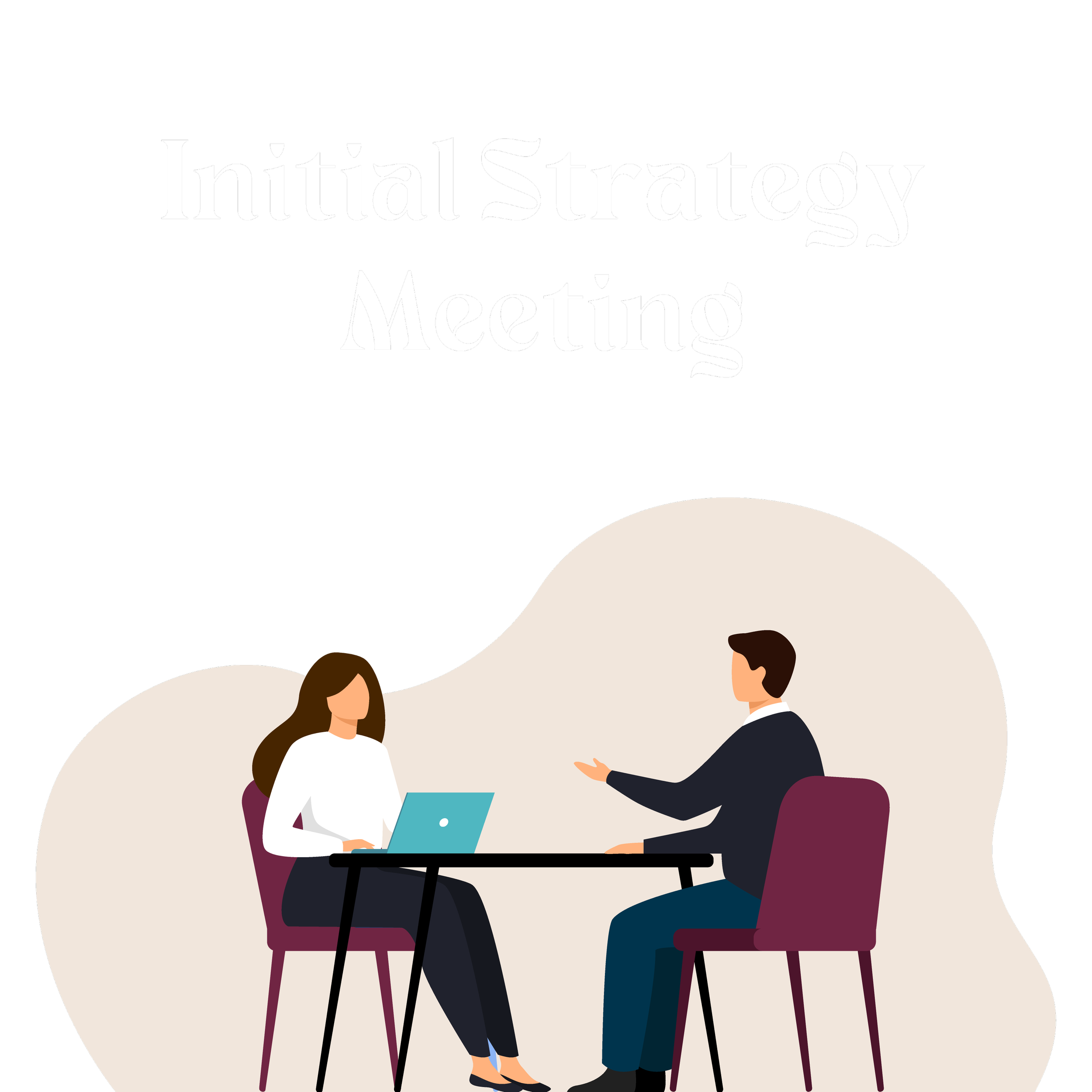 Illustration of a business meeting with two people, discussing their social media needs