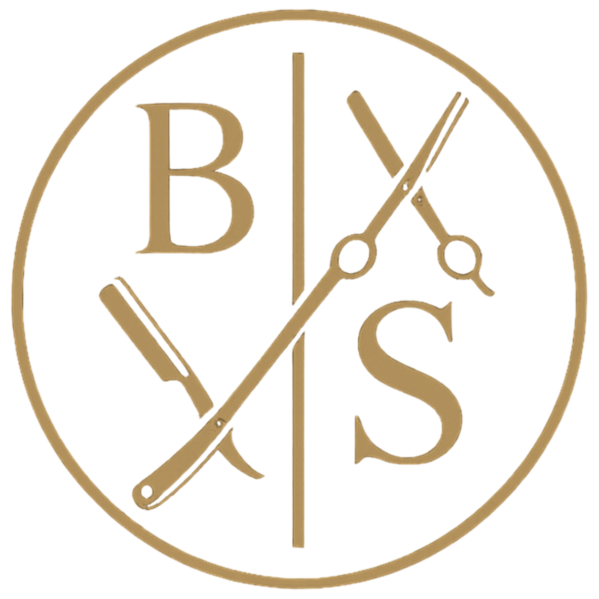 A circular logo with a beige border and background divided into black and red sections. It features the letters 'B' and 'S' in uppercase. A scalpel overlaps the division between the two sections, and a protractor and compass are positioned in the red section, indicating a design related to beauty and science.