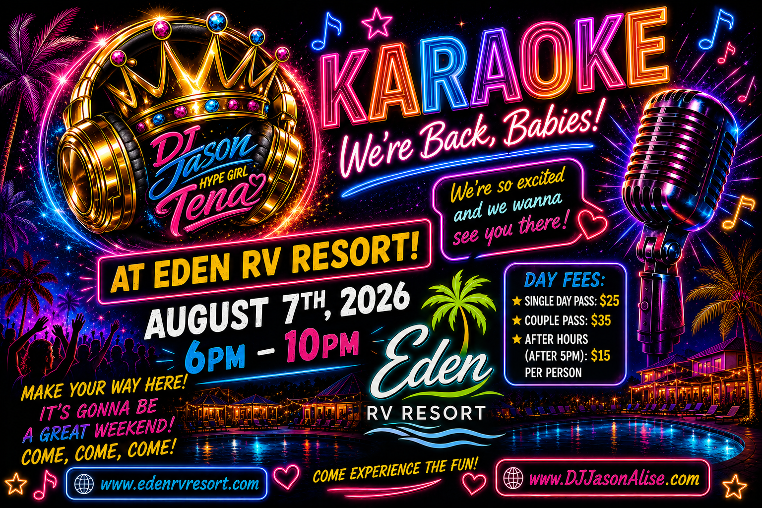 Karaoke at Eden RV Resort – We're Back, Babies! | August 7, 2026