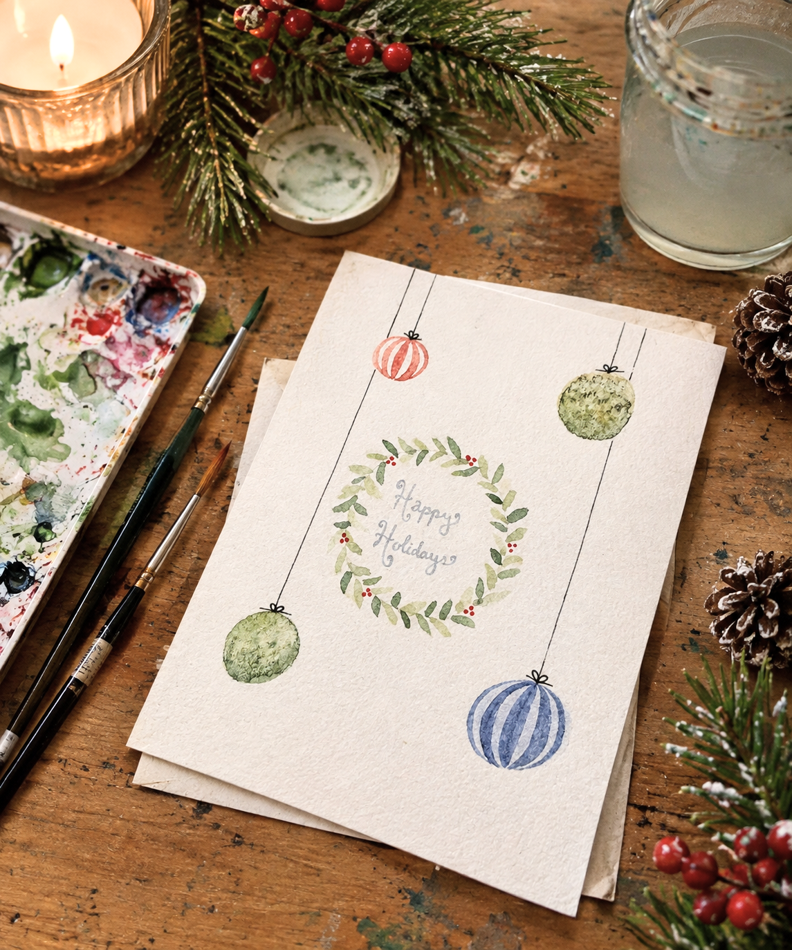 Watercolour Holiday Card Painting
