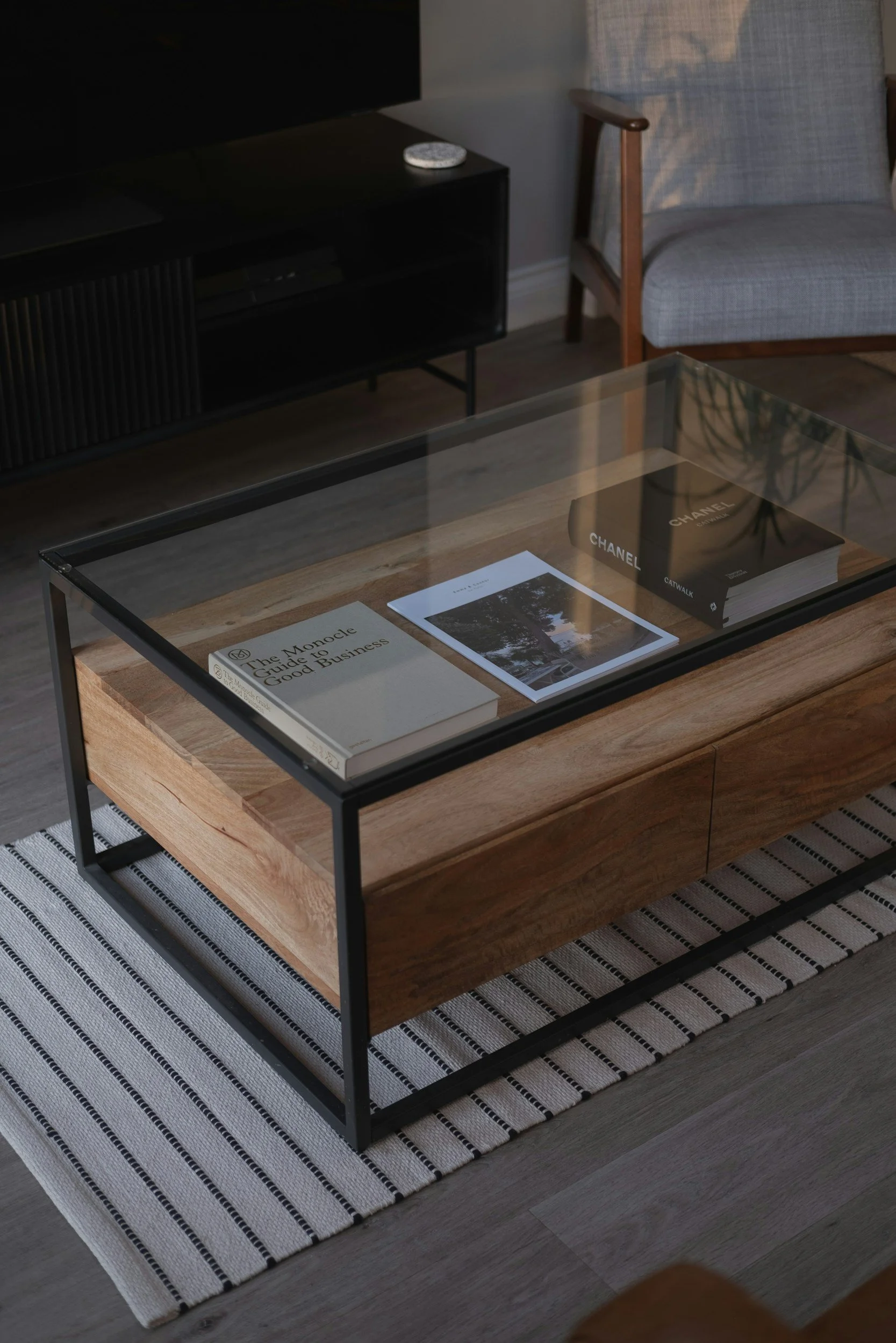 Glass coffee table