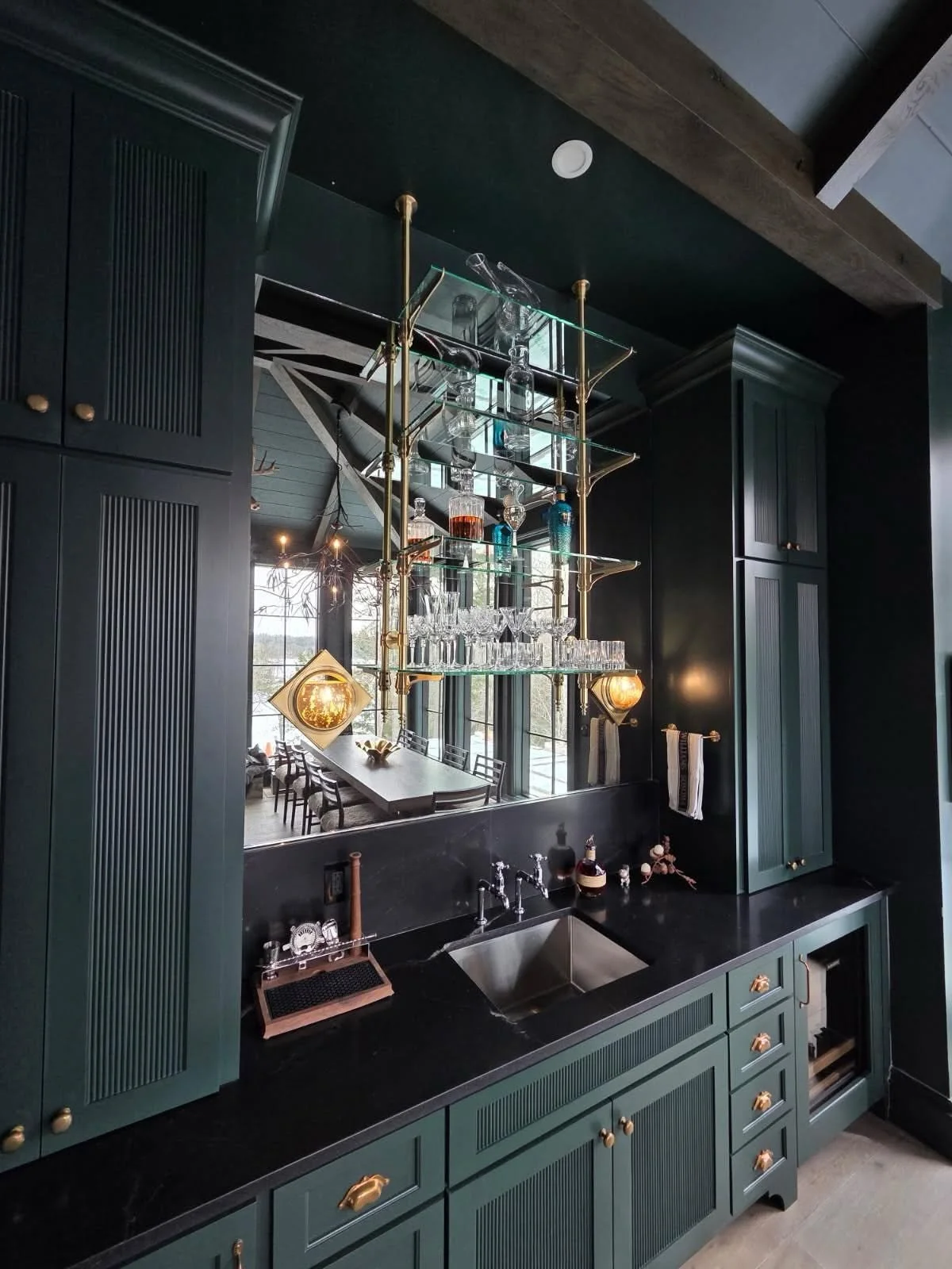 glass built in cabinet