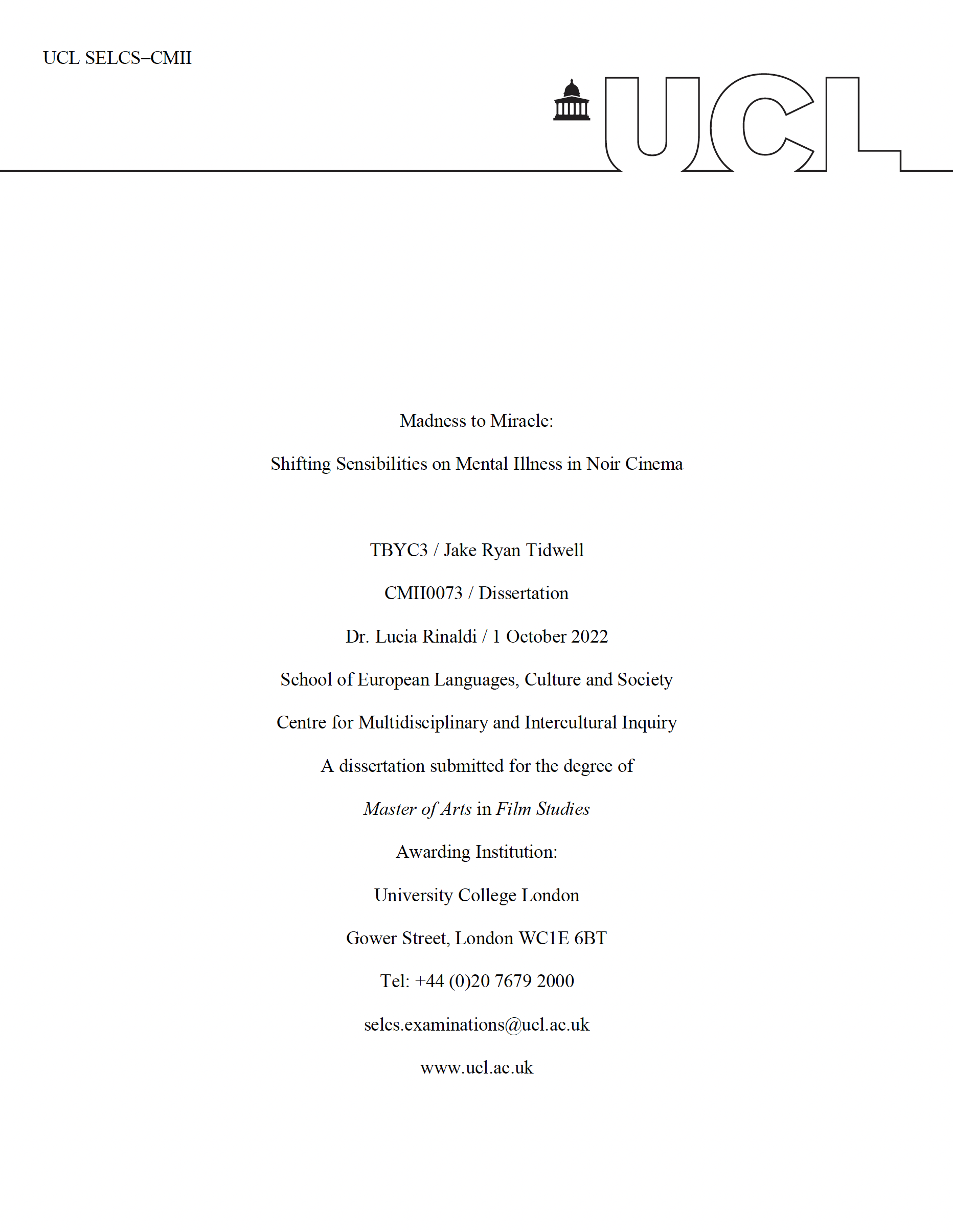 Postgraduate Dissertation