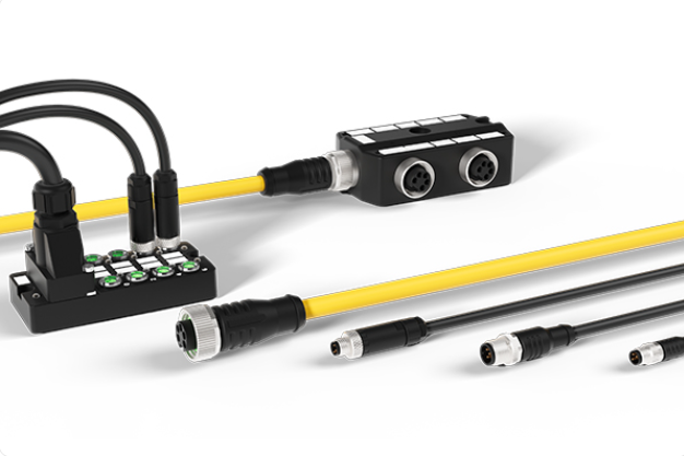 Electrical cords and connectors on a white background.
