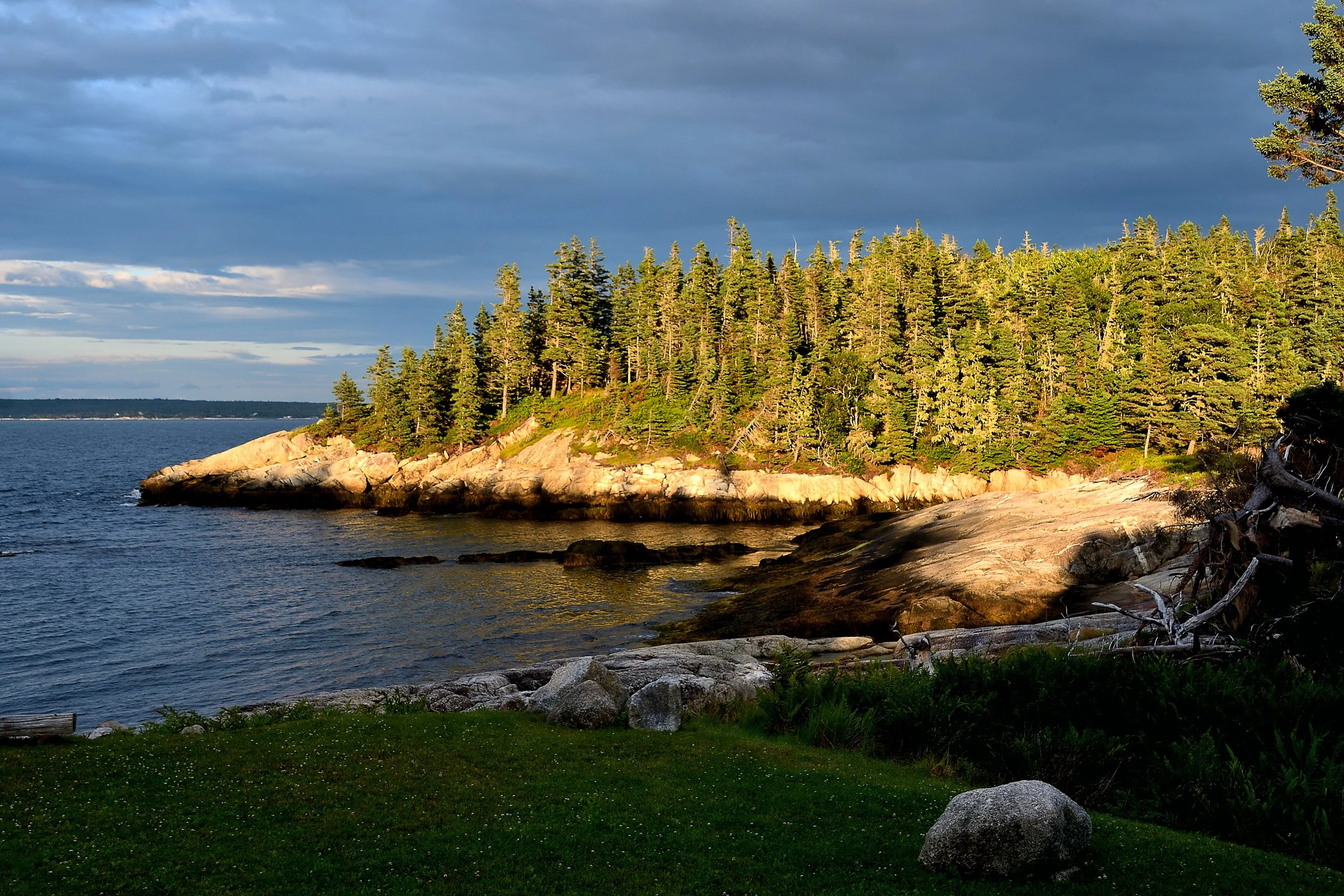 Sunset light on a jutting peninsula