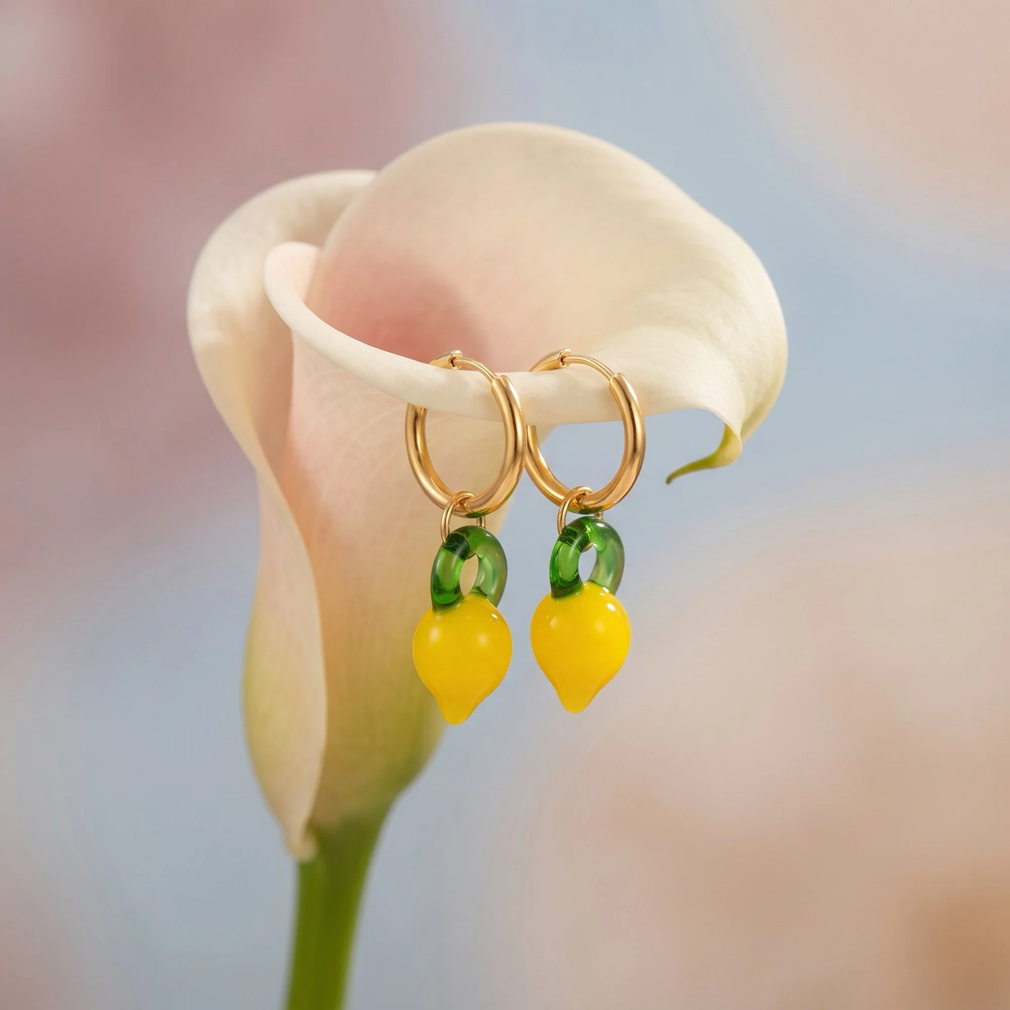 Gold Lemon and Lime Huggie Hoop Earrings