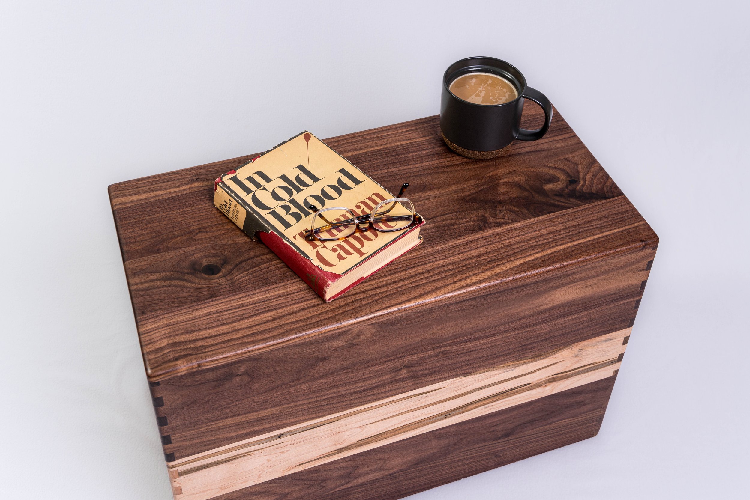 Custom Walnut and Wormy Maple Coffee Table with Handles