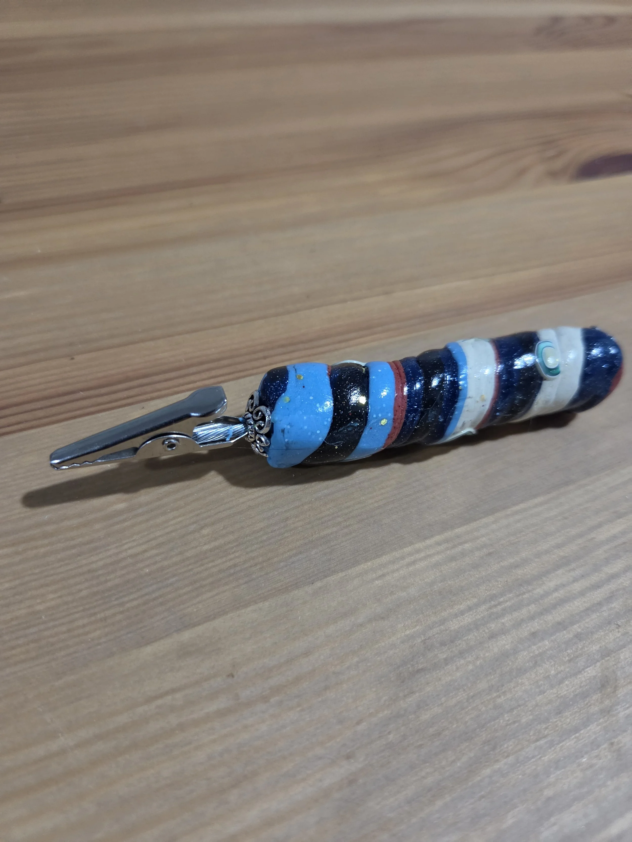 Blue Funk Swirl Handcrafted Alligator Clip