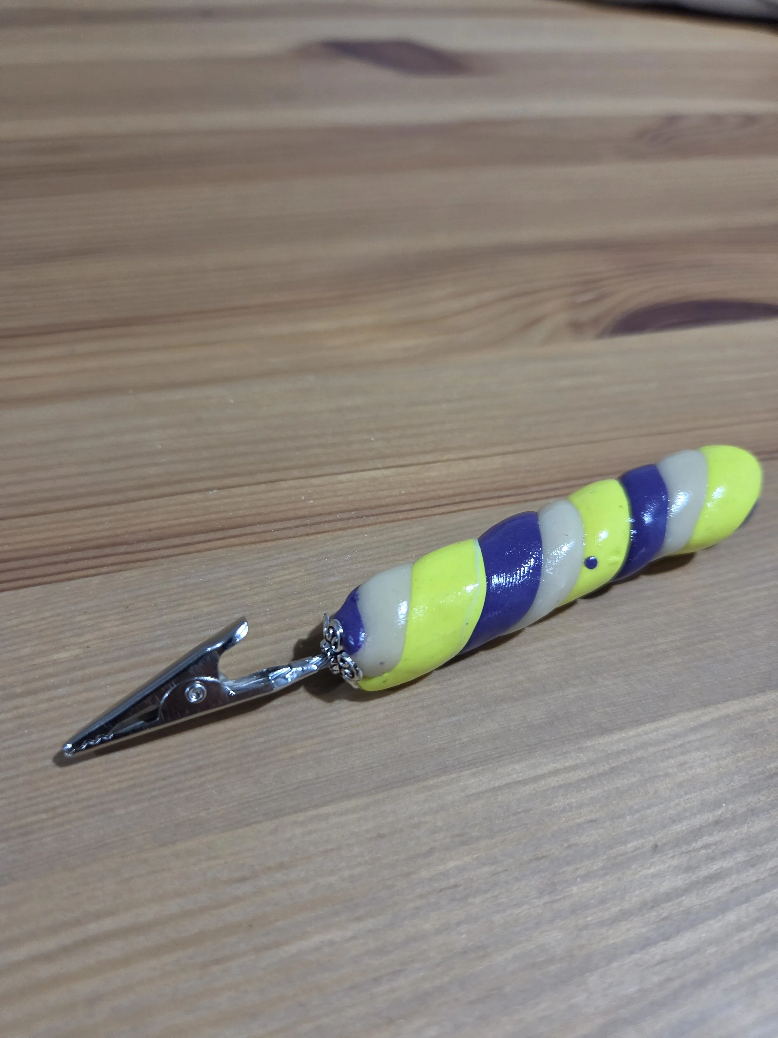 Blue and Yellow Handcrafted Alligator Clip