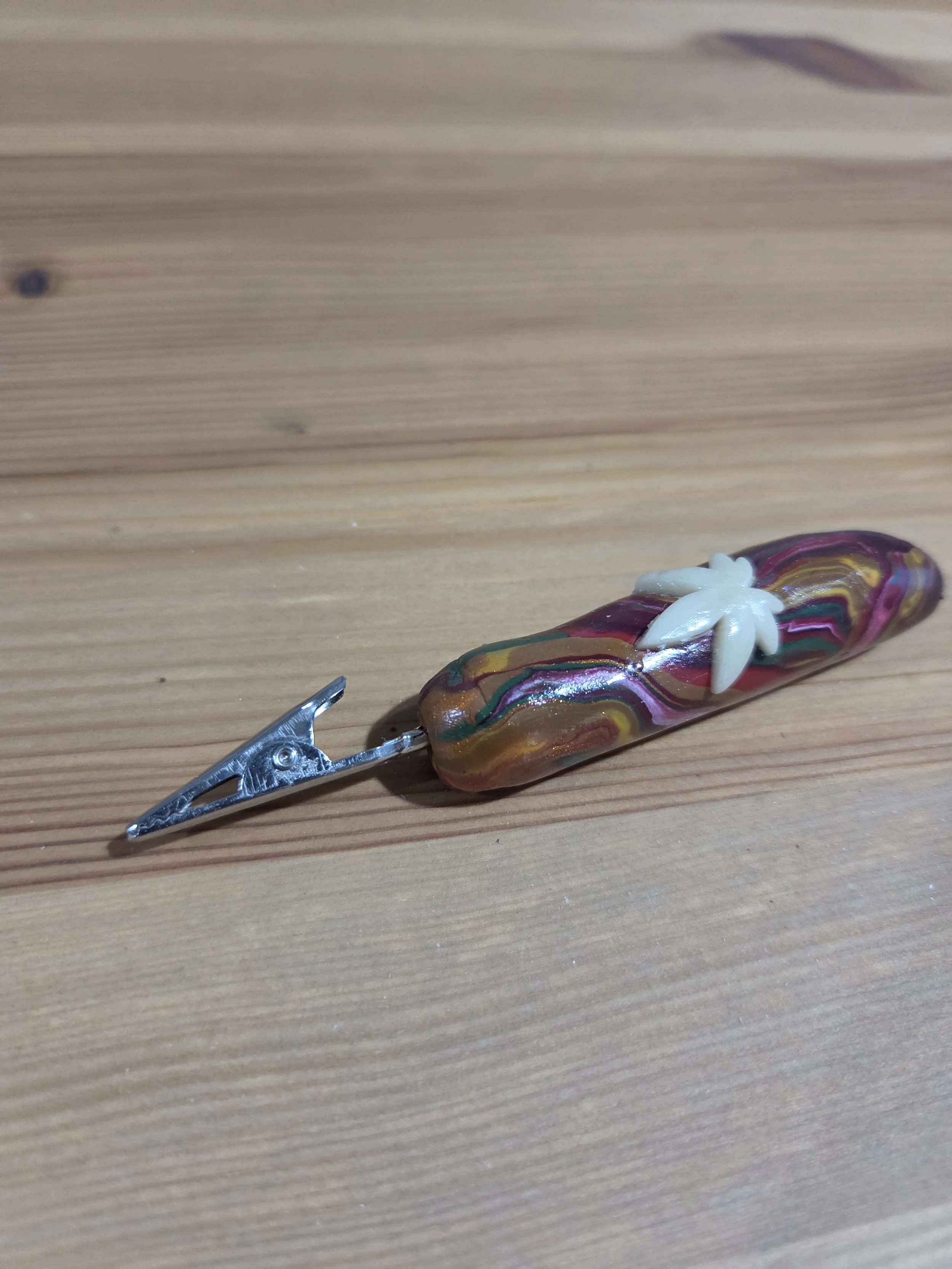 Brown Marble Handcrafted Alligator Clip