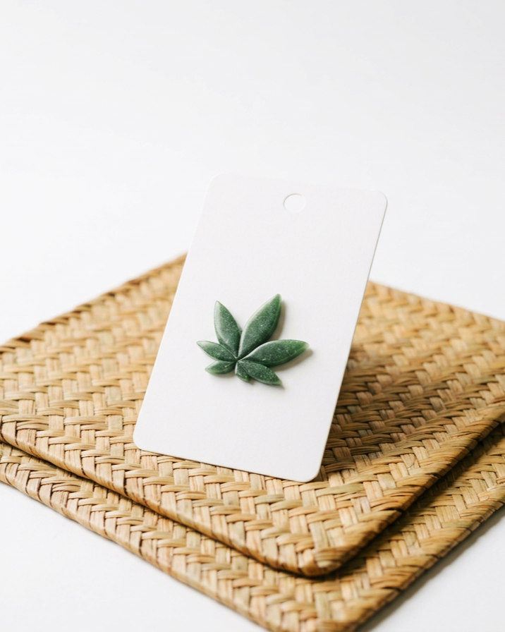 Handcrafted Clay Cannabis Leaf Pin