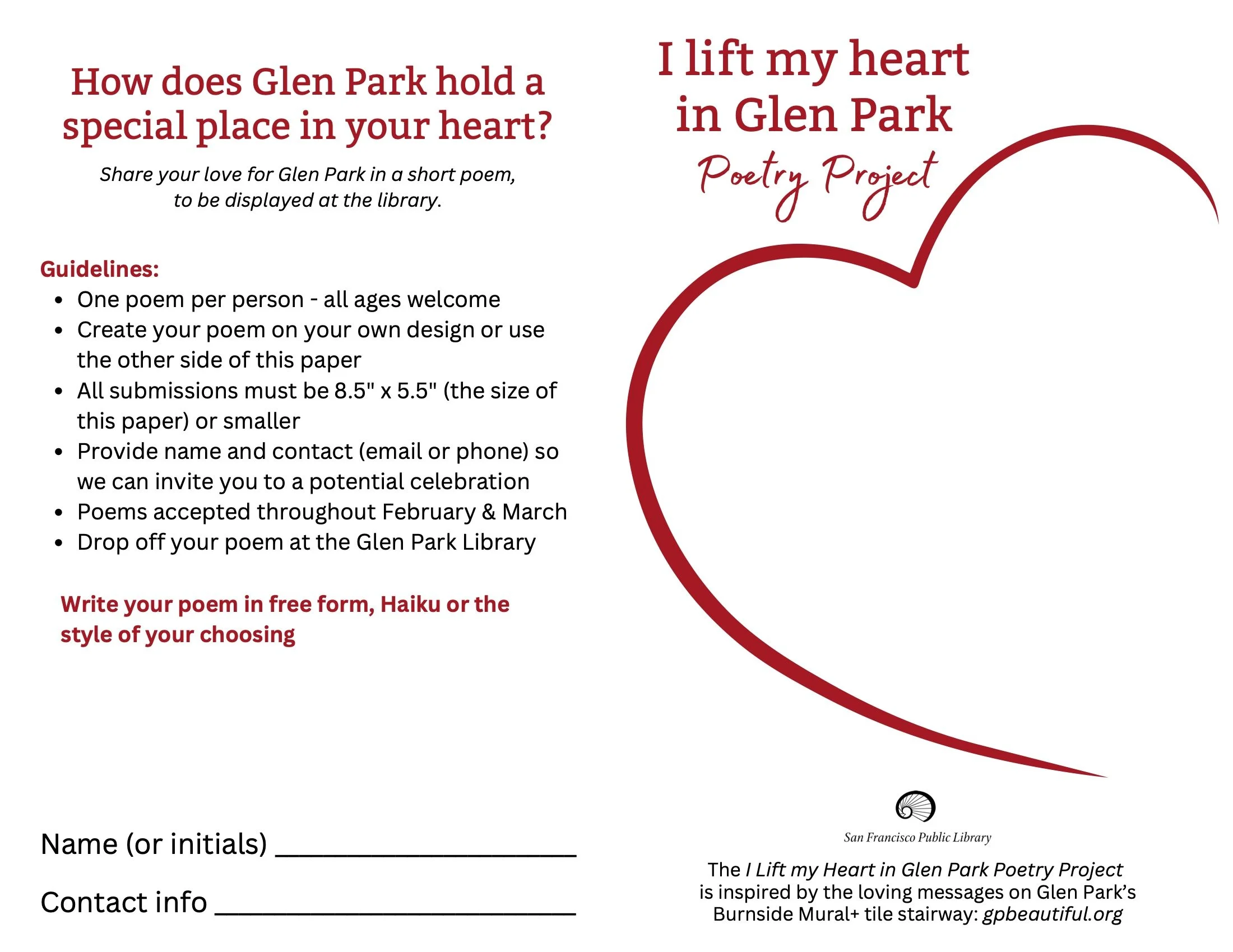 I Lift My Heart in Glen Park