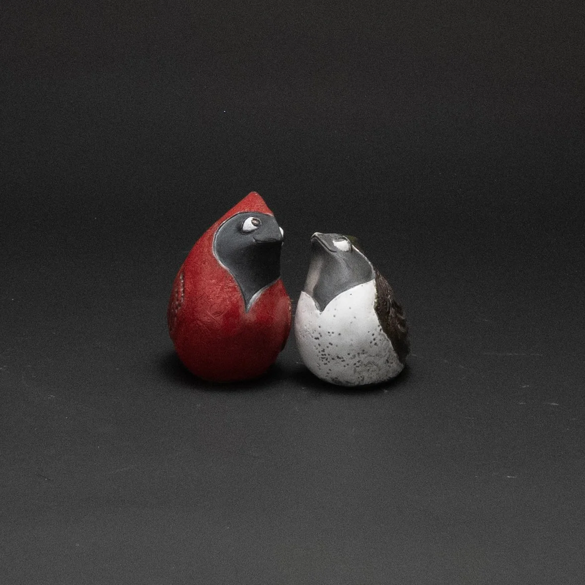 Raku Birds:  Cardinal Firebirds