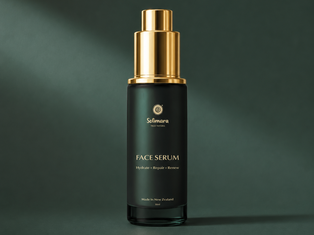Brand refresh for Solimara featuring refreshed skincare packaging and visual identity by Aura Studio.