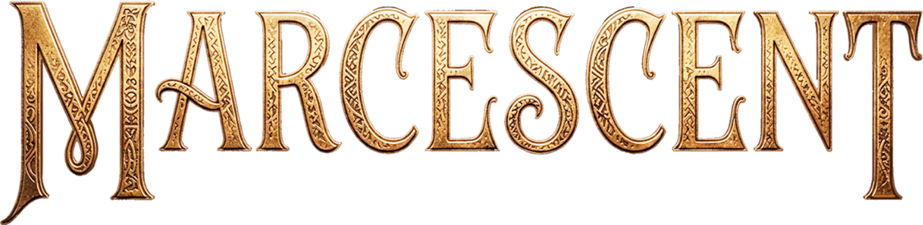 The title 'Marcescent' in ornate, gold-colored, medieval-style font with intricate details and embellishments.