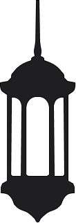 Silhouette of a vintage lantern with a tall, pointed top