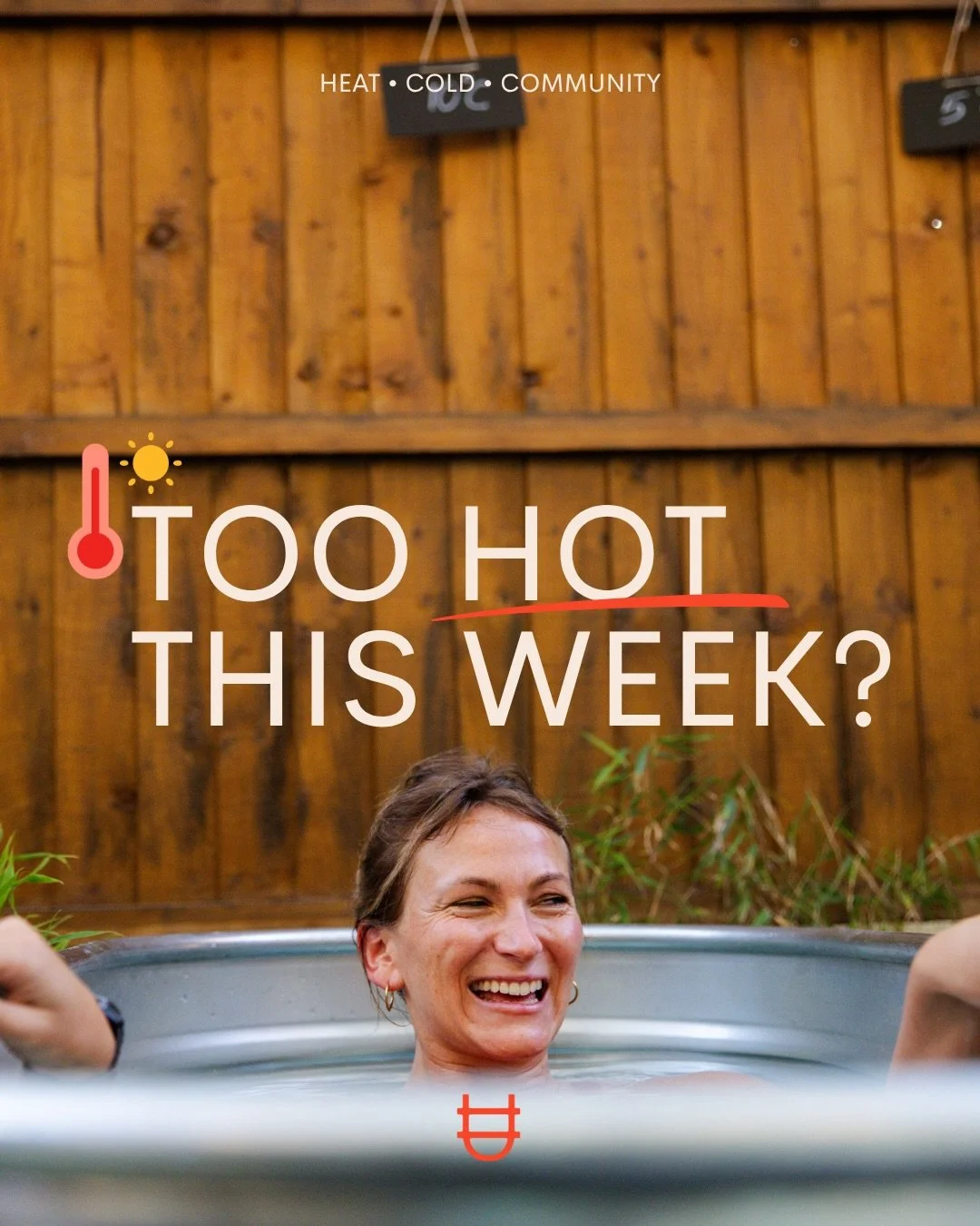 Sweating through your clothes this week? Come and cool down.

&pound;5. 15 minutes for ice baths and chill (no sauna).
Running Mon + Fri lunchtimes and Wed + Thurs evenings. Limited slots - check the timetable via the link in bio.

(Full sauna/plunge