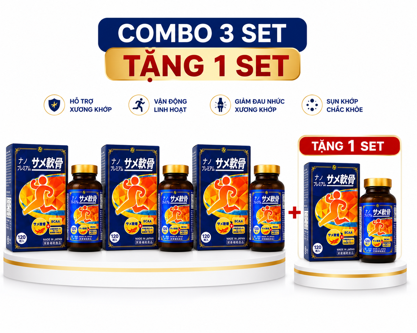 Combo 3 Tặng 1 Boxes Nano Premium Shark Cartilage (Sụn Cá Mập)