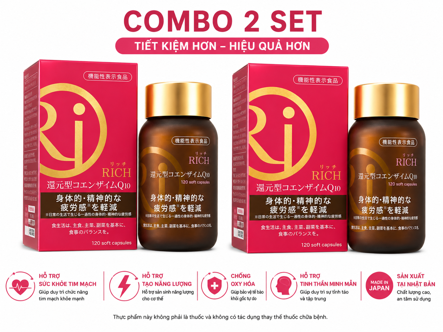 2 Boxes Rich Coenzyme Q10 Tim Mạch, Năng Lượng Tế Bào