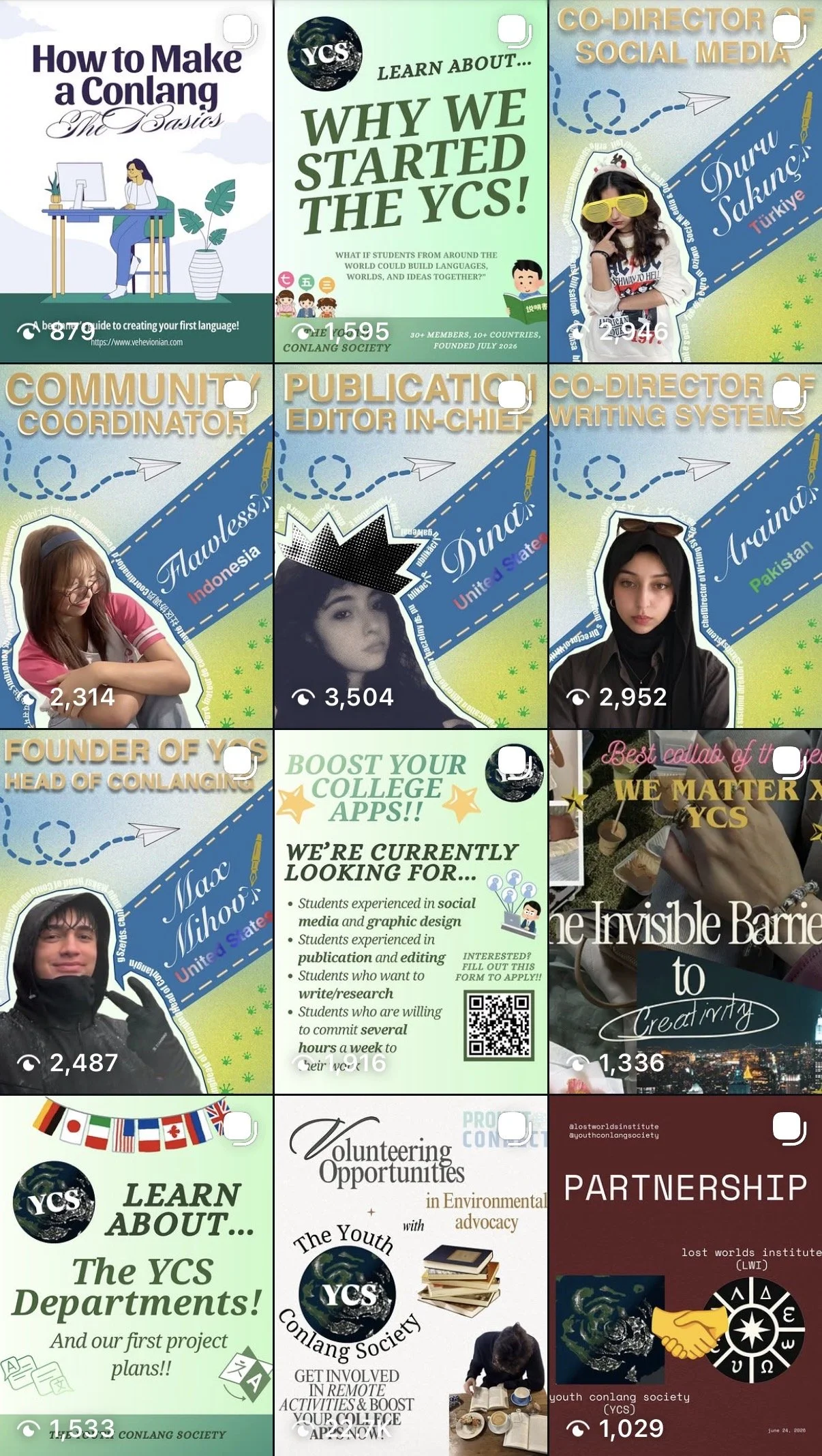 Posts from YCS instagram: @youthconlangsociety
