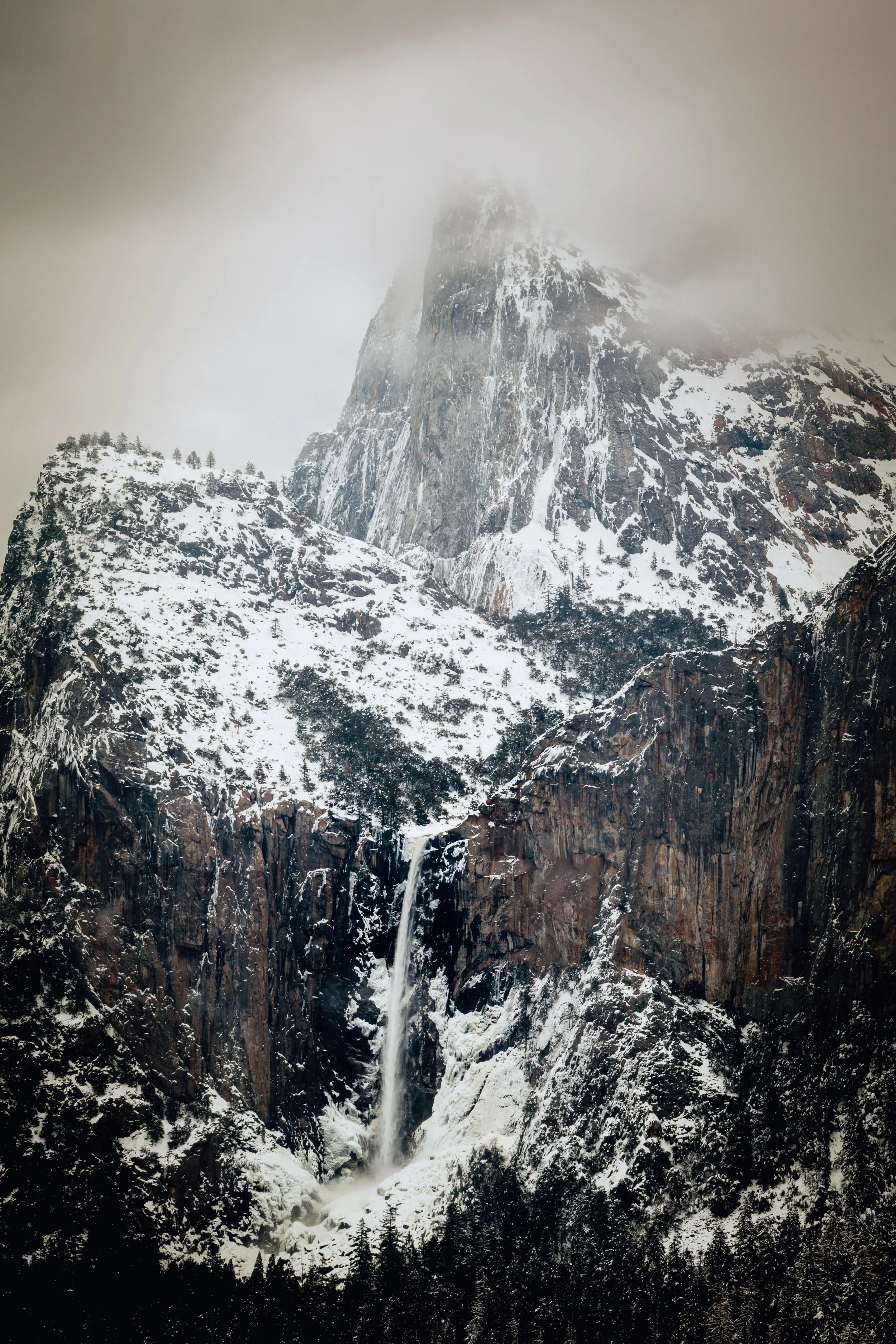 Snowy Bridal Veil Fall