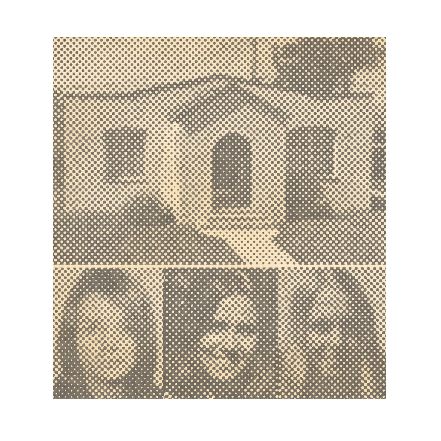 An uncanny photo-based drawing of a suburban house with three tightly cropped portraits of women directly below.