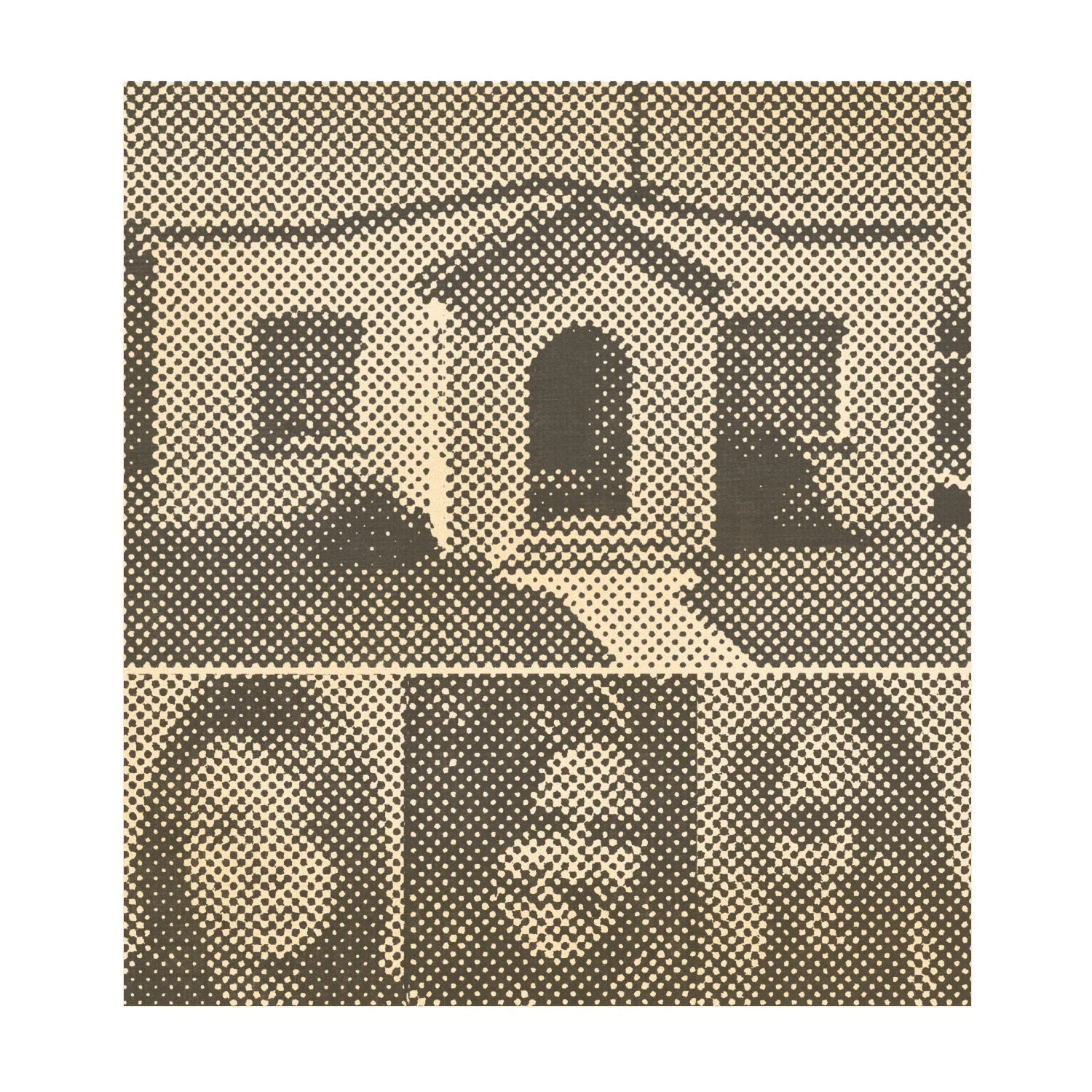 An uncanny photo-based drawing of a suburban house with three tightly cropped portraits of women directly below.