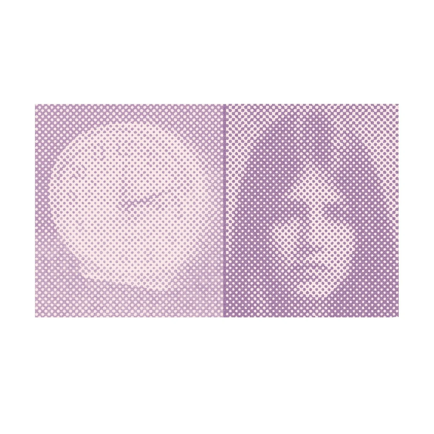 A pop art-style coloured pencil portrait rendered in purple tones and featuring a woman's face juxtaposed with an alarm clock.